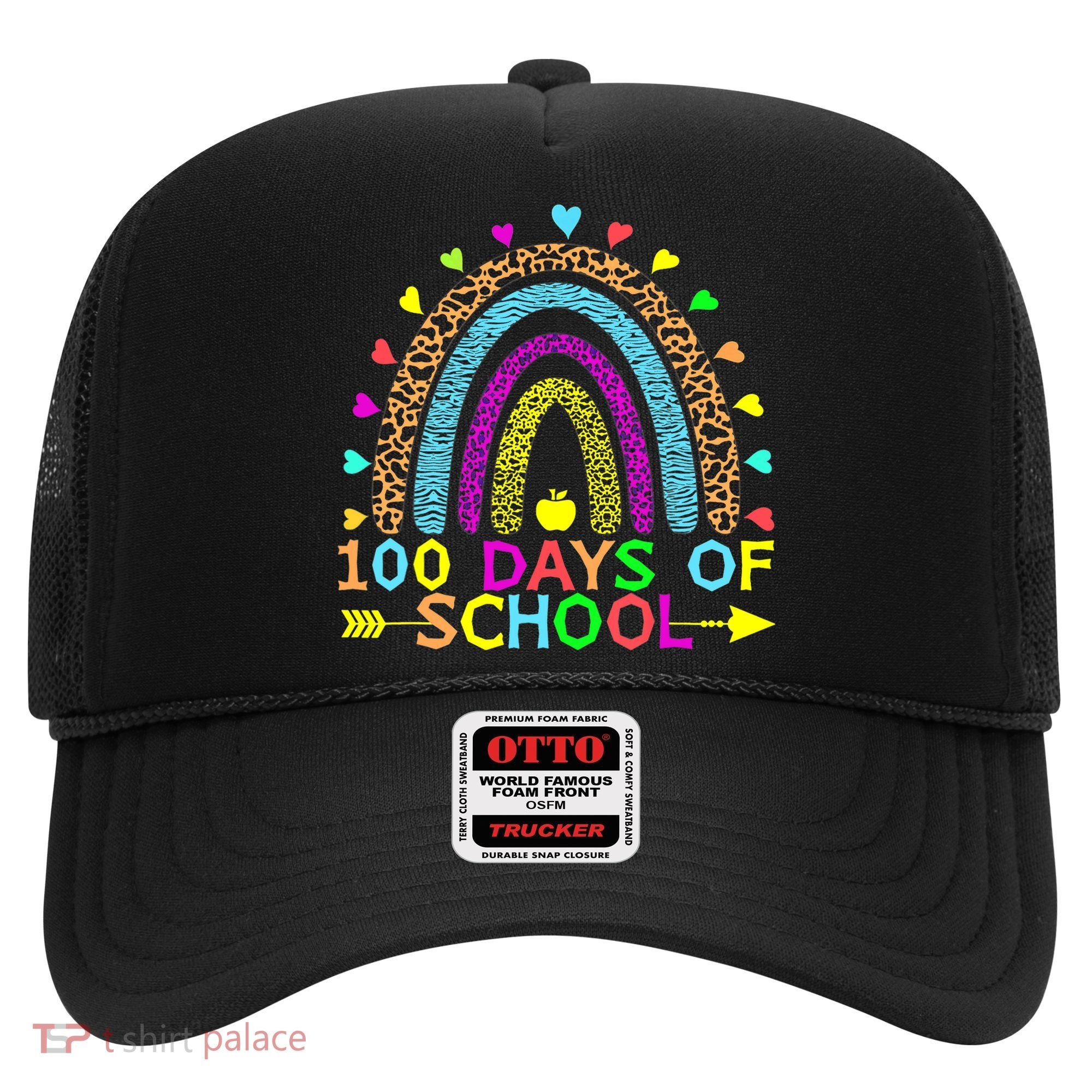 100 Days Of School Teacher Rainbow 100th Day Leopard Student Hat
