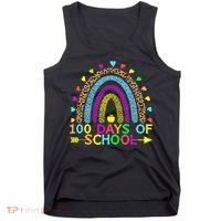 100 Days Of School Teacher Rainbow 100th Day Leopard Student Tank Top thumb 0