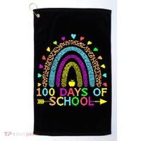 100 Days Of School Teacher Rainbow 100th Day Leopard Student Golf Towel thumb 0
