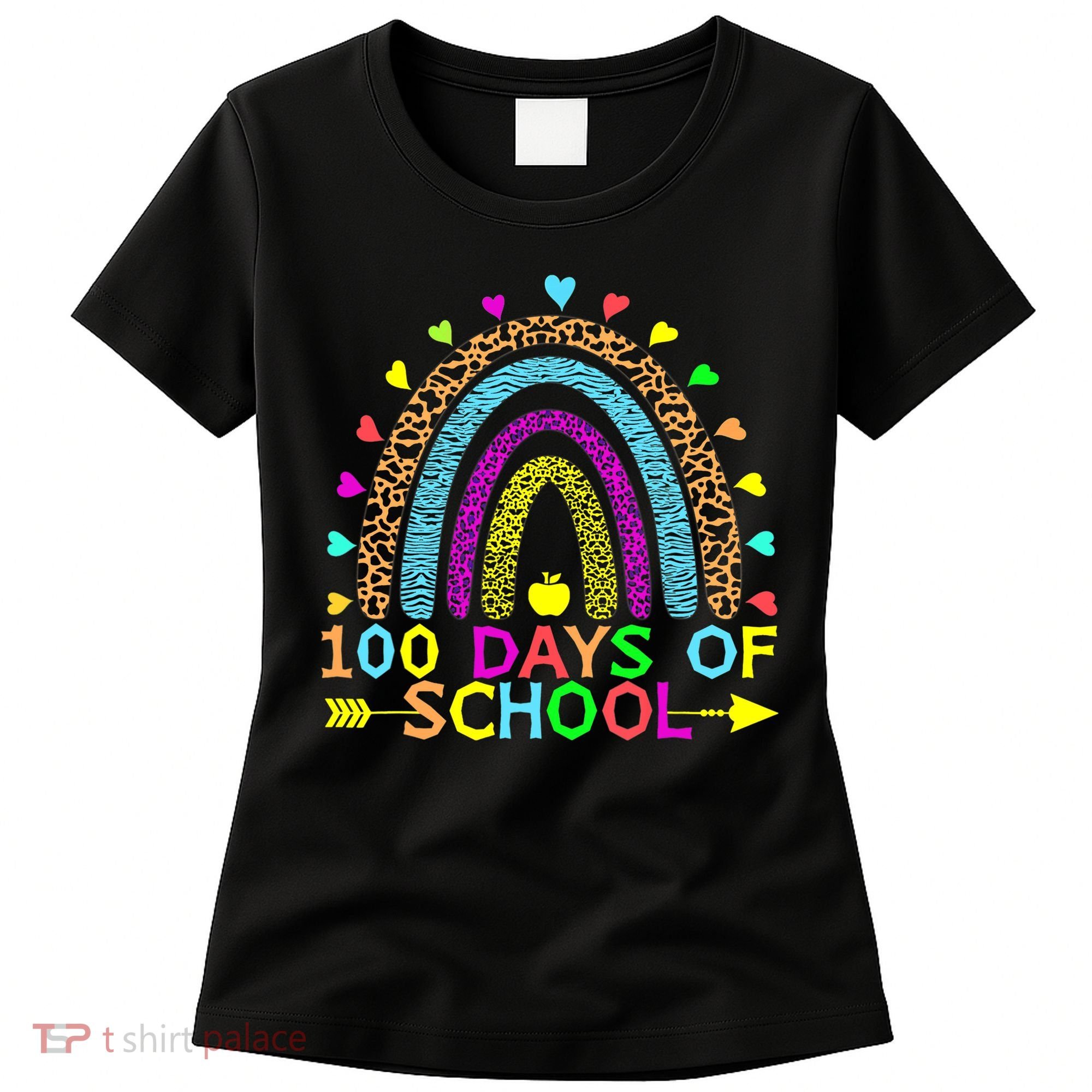 100 Days Of School Teacher Rainbow 100th Day Leopard Student Women's T-Shirt