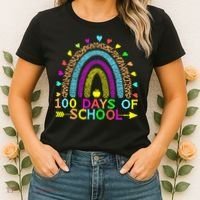 100 Days Of School Teacher Rainbow 100th Day Leopard Student Women's T-Shirt thumb 2