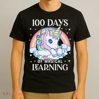 100th Day of School Unicorn 100 Magical Days Teacher Girls T-Shirt thumb 3