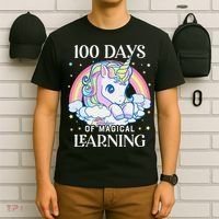 100th Day of School Unicorn 100 Magical Days Teacher Girls T-Shirt thumb 6