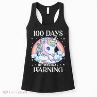 100th Day of School Unicorn 100 Magical Days Teacher Girls Women's Tank Top thumb 0