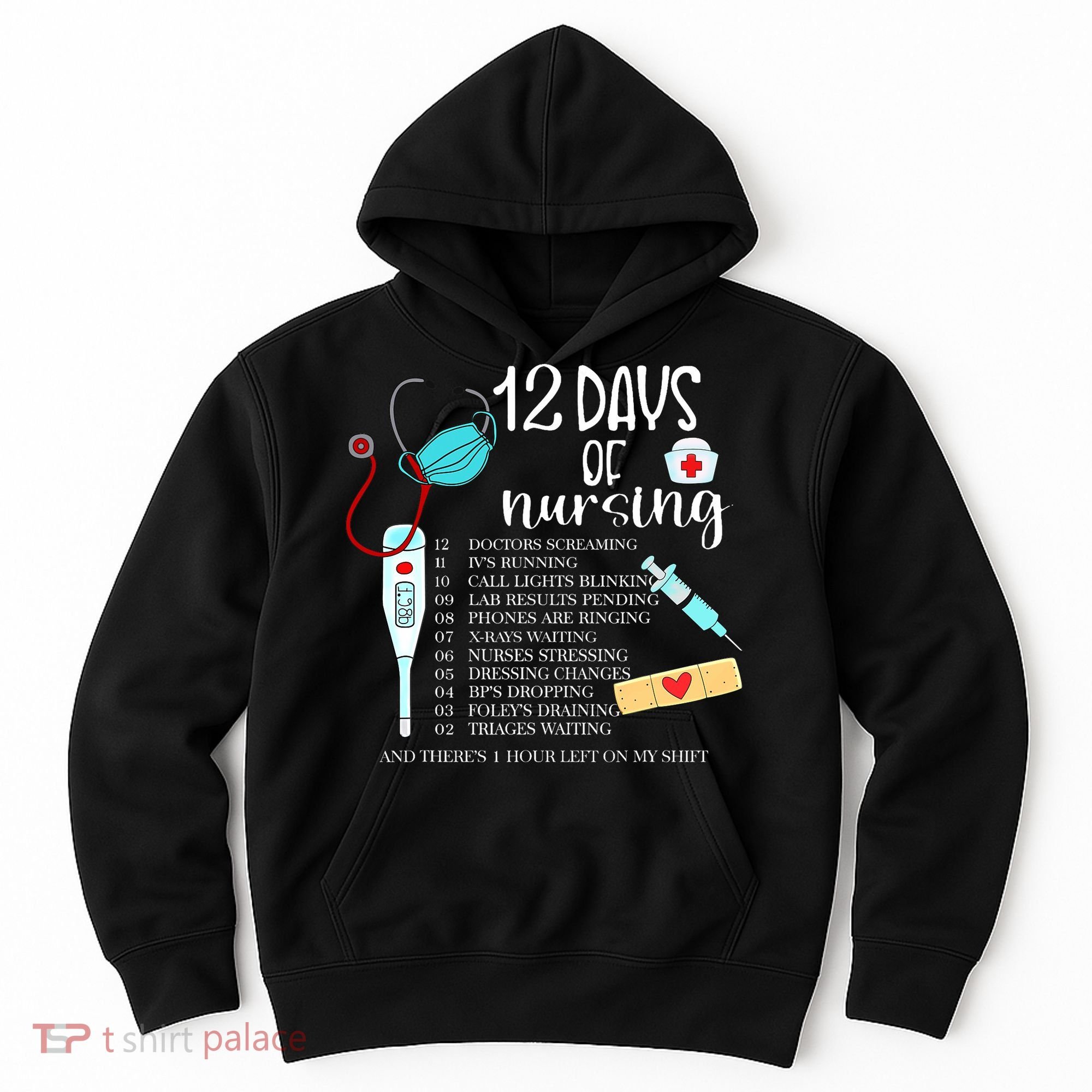 12 Days Of Nursing Funny Nurse Christmas Cute Xmas Hoodie