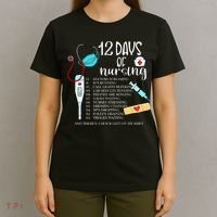 12 Days Of Nursing Funny Nurse Christmas Cute Xmas T-Shirt thumb 4