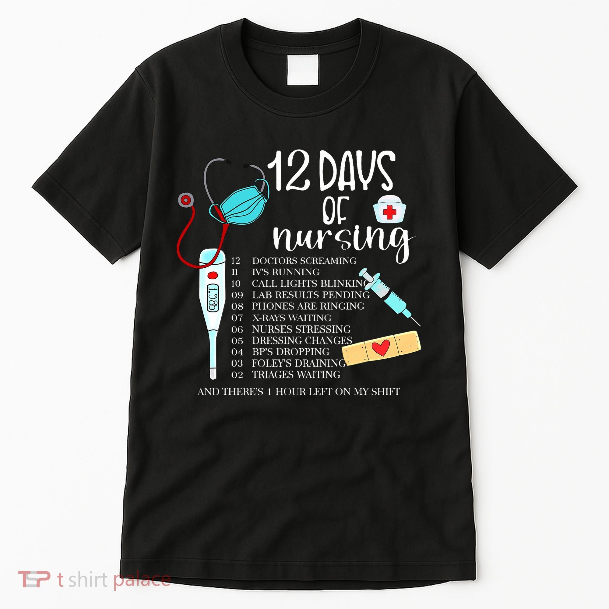 12 Days Of Nursing Funny Nurse Christmas Cute Xmas Tall T-Shirt