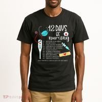 12 Days Of Nursing Funny Nurse Christmas Cute Xmas Tall T-Shirt thumb 2