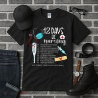 12 Days Of Nursing Funny Nurse Christmas Cute Xmas Tall T-Shirt thumb 3