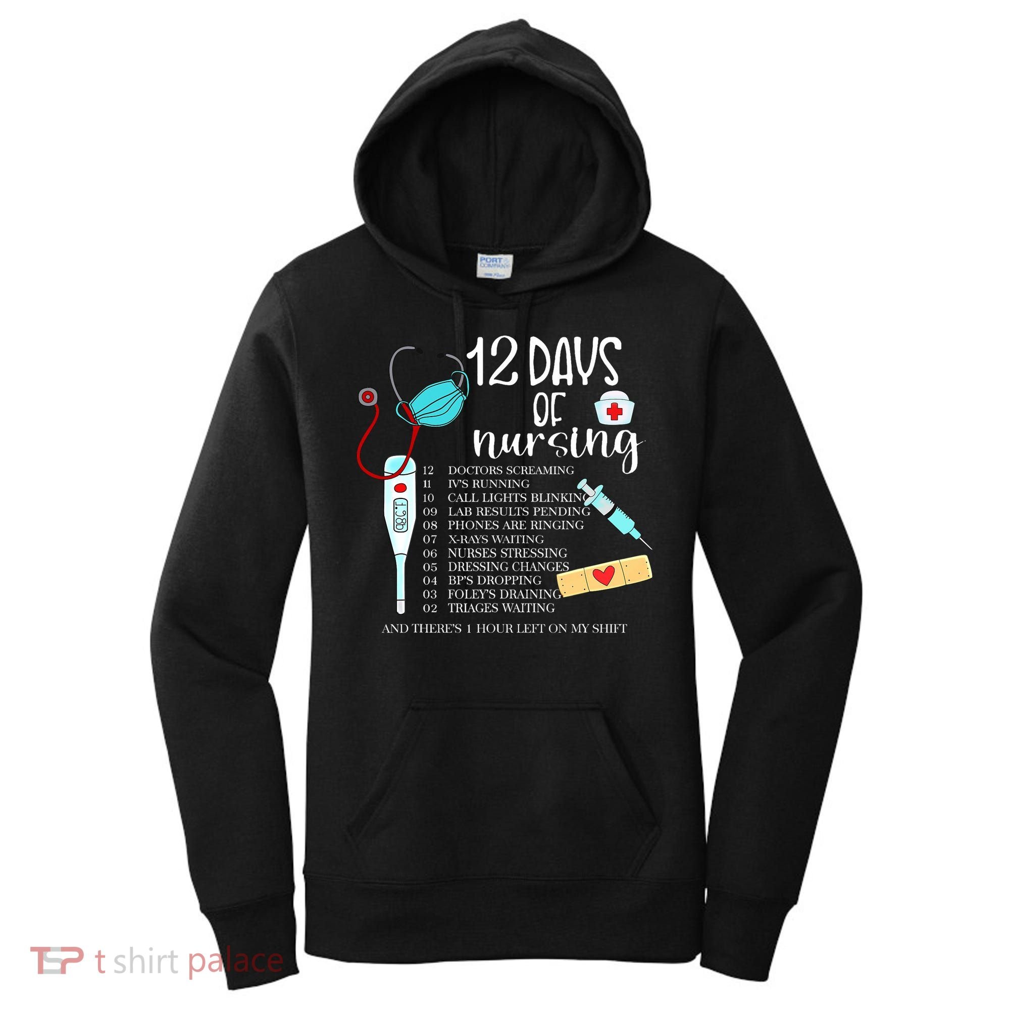 12 Days Of Nursing Funny Nurse Christmas Cute Xmas Women's Hoodie