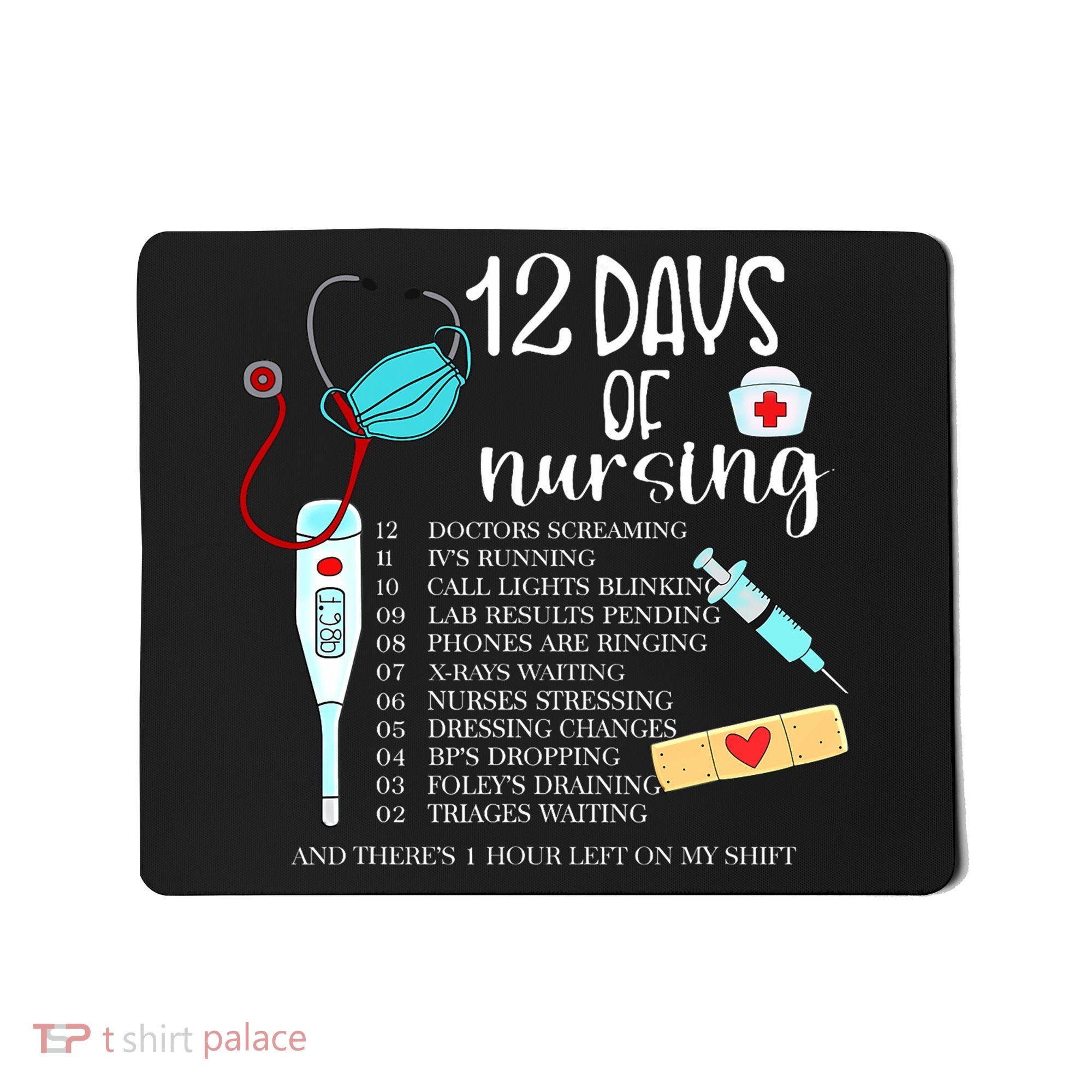 12 Days Of Nursing Funny Nurse Christmas Cute Xmas Mousepad