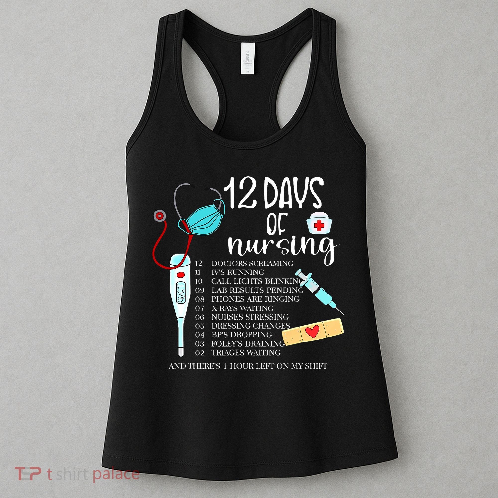 12 Days Of Nursing Funny Nurse Christmas Cute Xmas Women's Tank Top