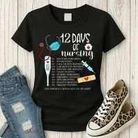 12 Days Of Nursing Funny Nurse Christmas Cute Xmas Women's T-Shirt thumb 3