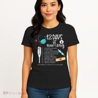 12 Days Of Nursing Funny Nurse Christmas Cute Xmas Women's T-Shirt thumb 4