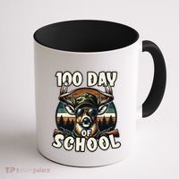 100 Days Of School Deer Hunting Deer Camo Hipster Fun Coffee Mug thumb 1