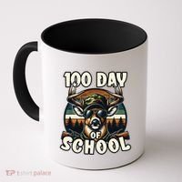 100 Days Of School Deer Hunting Deer Camo Hipster Fun Coffee Mug thumb 0