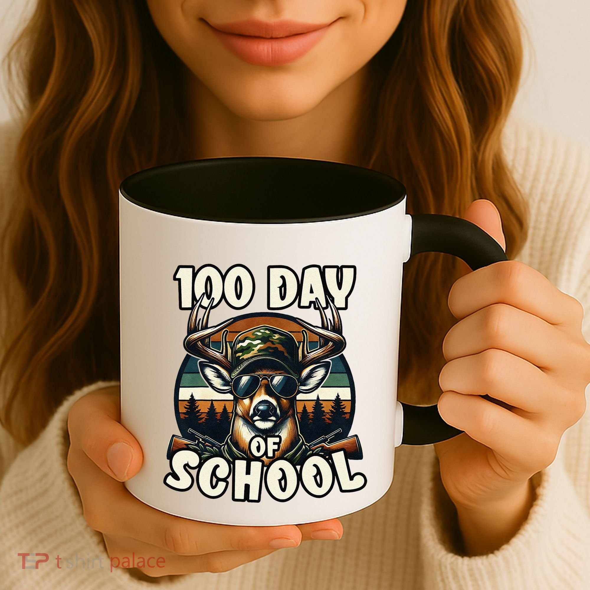 100 Days Of School Deer Hunting Deer Camo Hipster Fun Coffee Mug