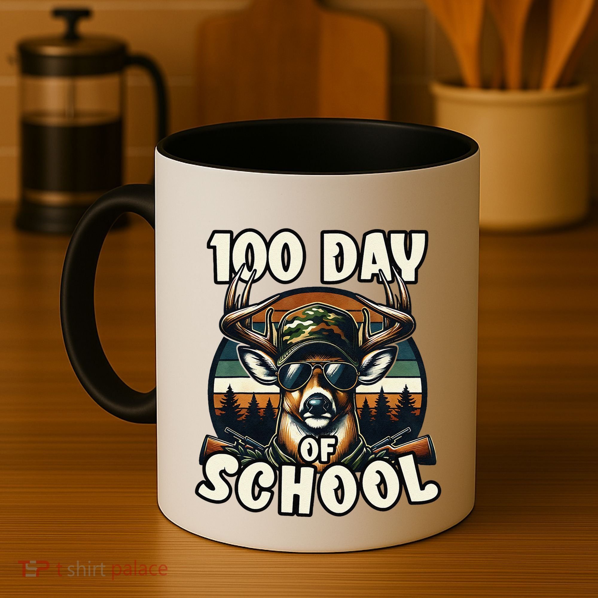 100 Days Of School Deer Hunting Deer Camo Hipster Fun Coffee Mug