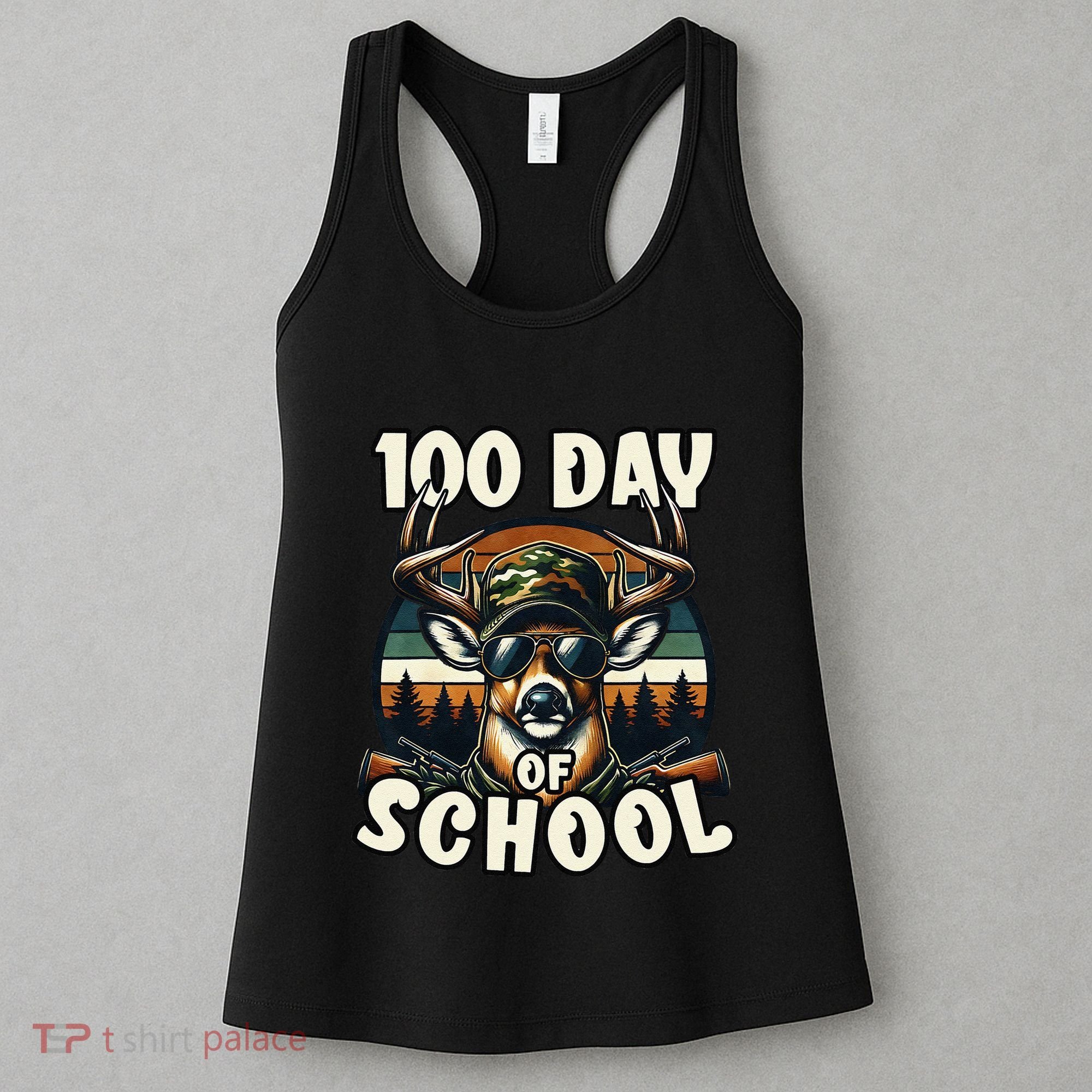 100 Days Of School Deer Hunting Deer Camo Hipster Fun Women's Tank Top