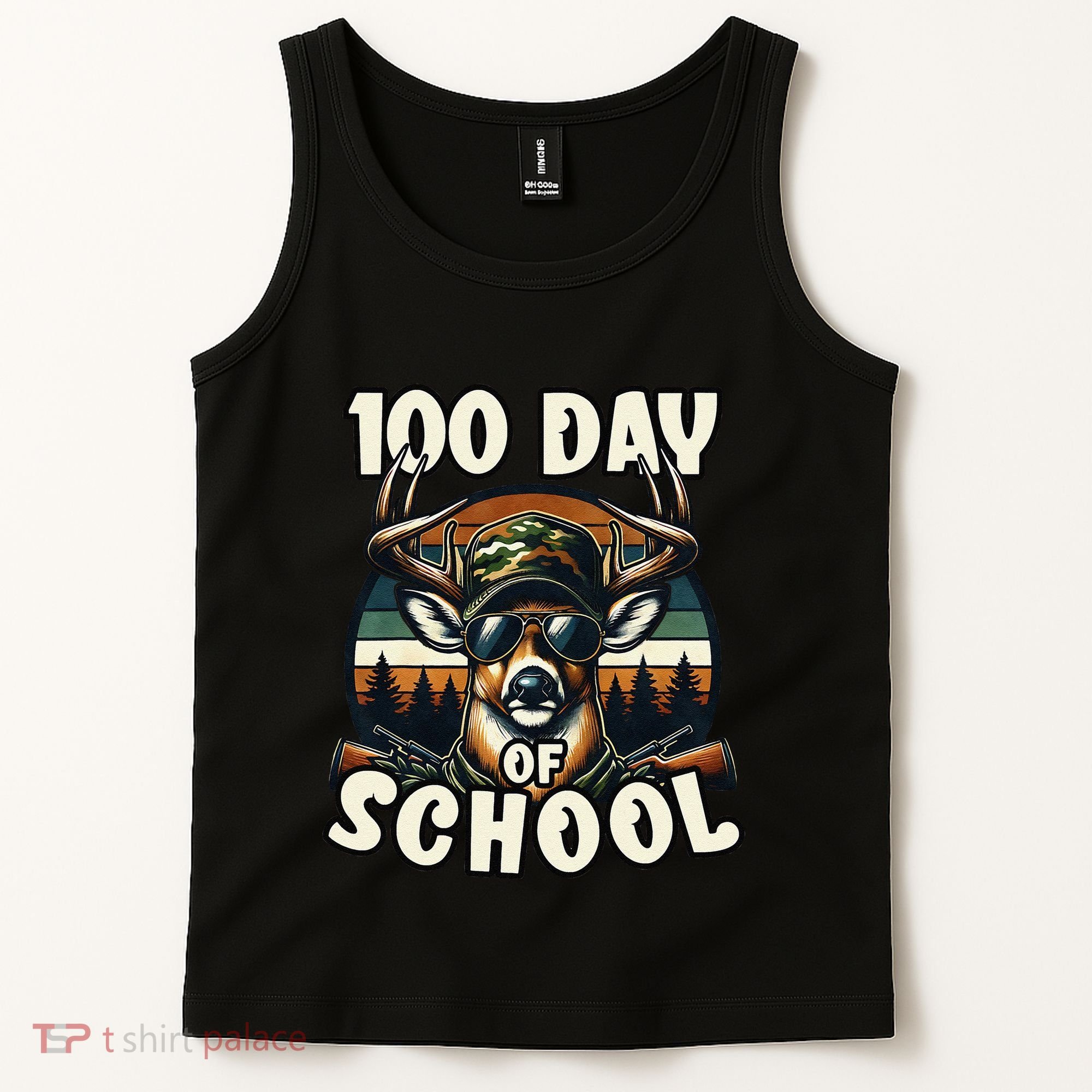 100 Days Of School Deer Hunting Deer Camo Hipster Fun Tank Top