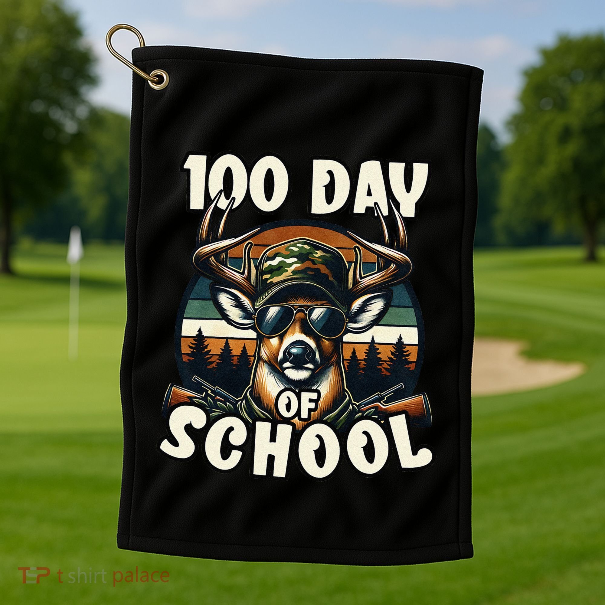 100 Days Of School Deer Hunting Deer Camo Hipster Fun Golf Towel