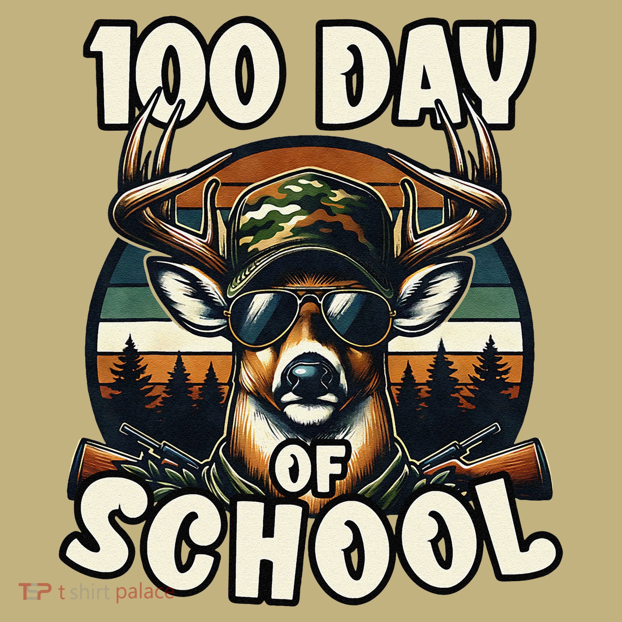 100 Days Of School Deer Hunting Deer Camo Hipster Fun Long Sleeve Shirt