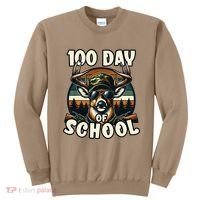 100 Days Of School Deer Hunting Deer Camo Hipster Fun Sweatshirt thumb 0