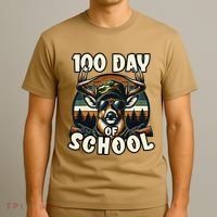 100 Days Of School Deer Hunting Deer Camo Hipster Fun T-Shirt thumb 3