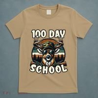 100 Days Of School Deer Hunting Deer Camo Hipster Fun T-Shirt thumb 5