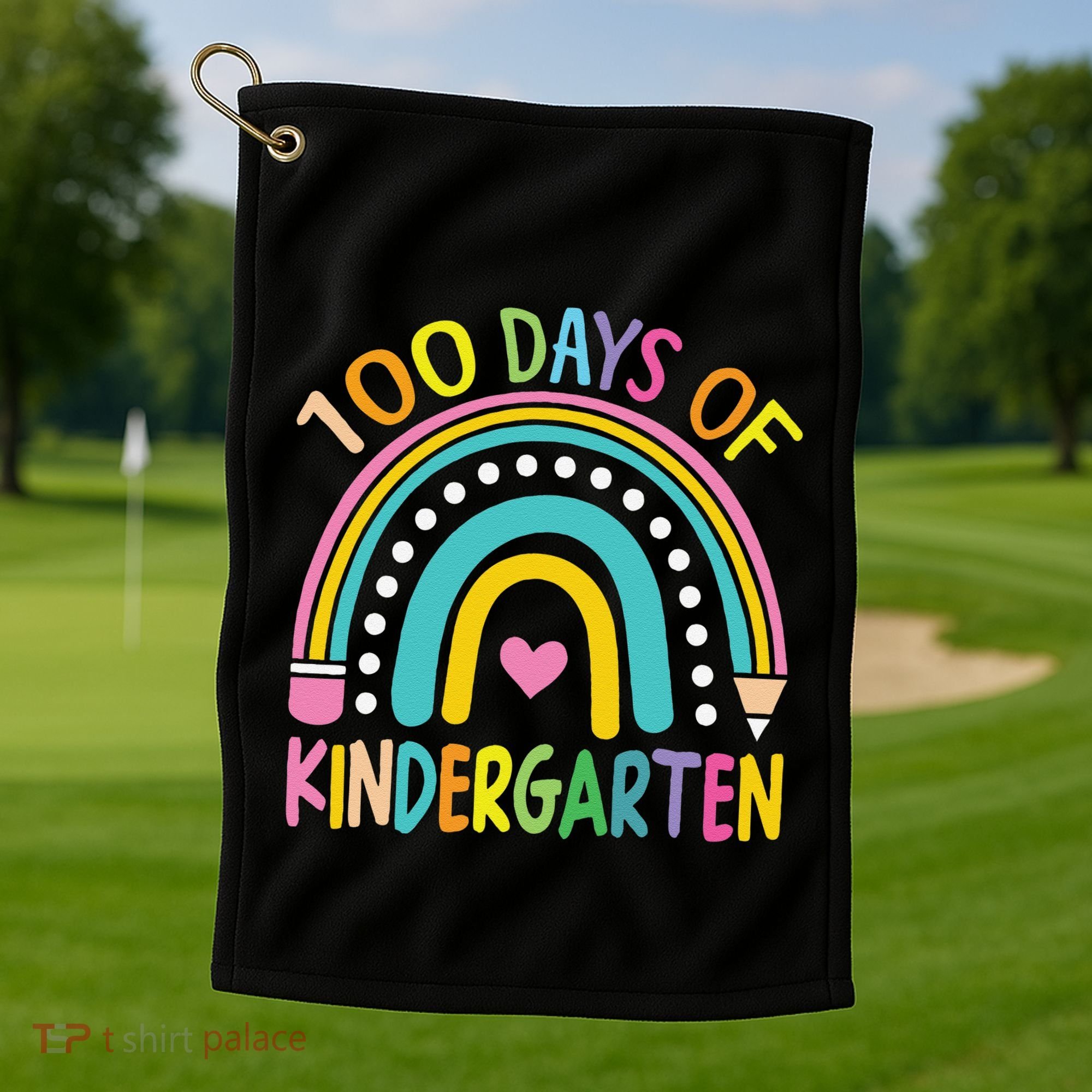 100th Day Of Kindergarten Teacher 100 Days Smarter Gift Golf Towel