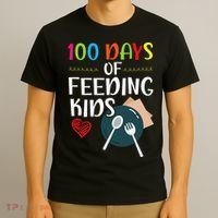 100 Days Of Feeding  Lunch Lady School Canteen T-Shirt thumb 3