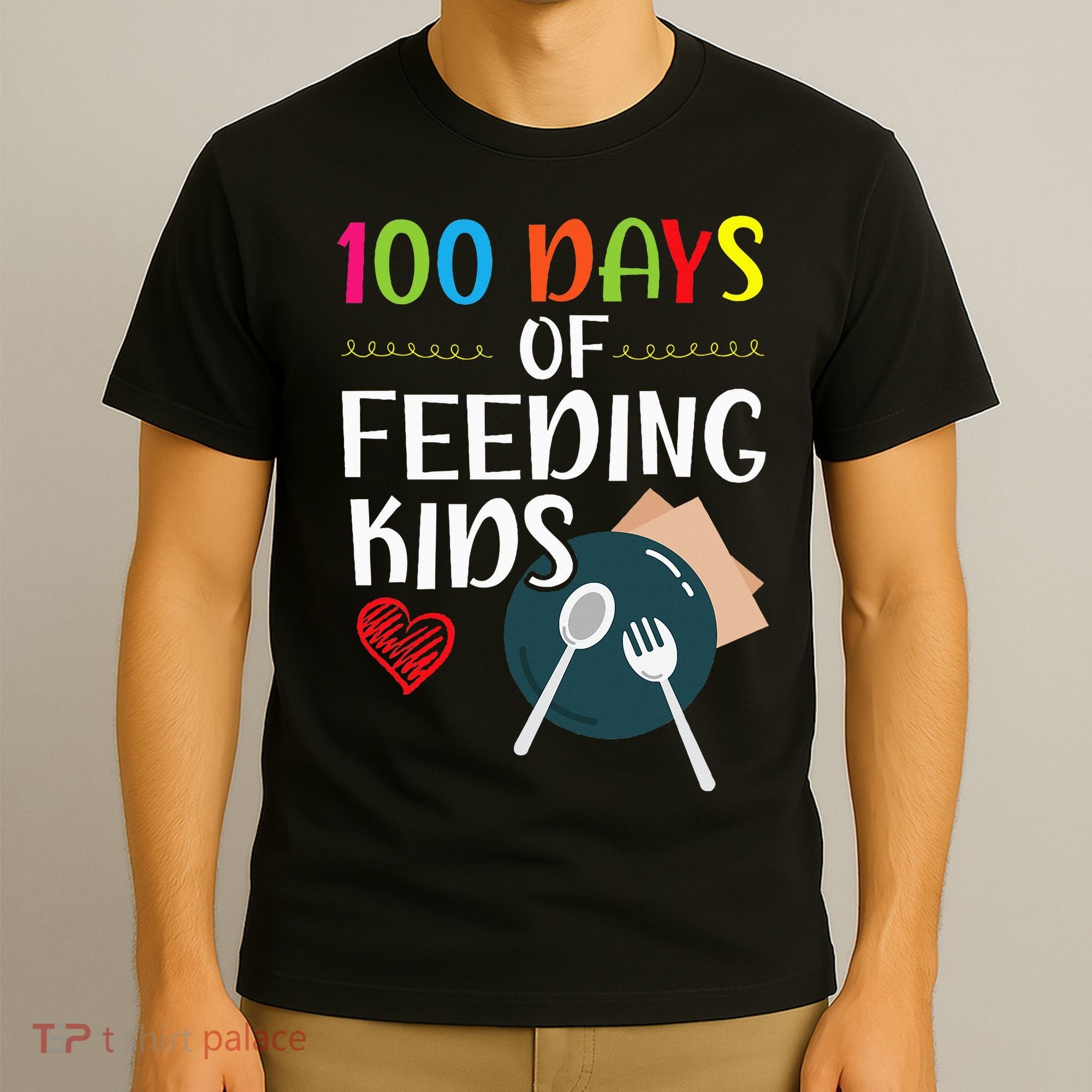 100 Days Of Feeding  Lunch Lady School Canteen T-Shirt