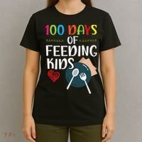 100 Days Of Feeding  Lunch Lady School Canteen T-Shirt thumb 4