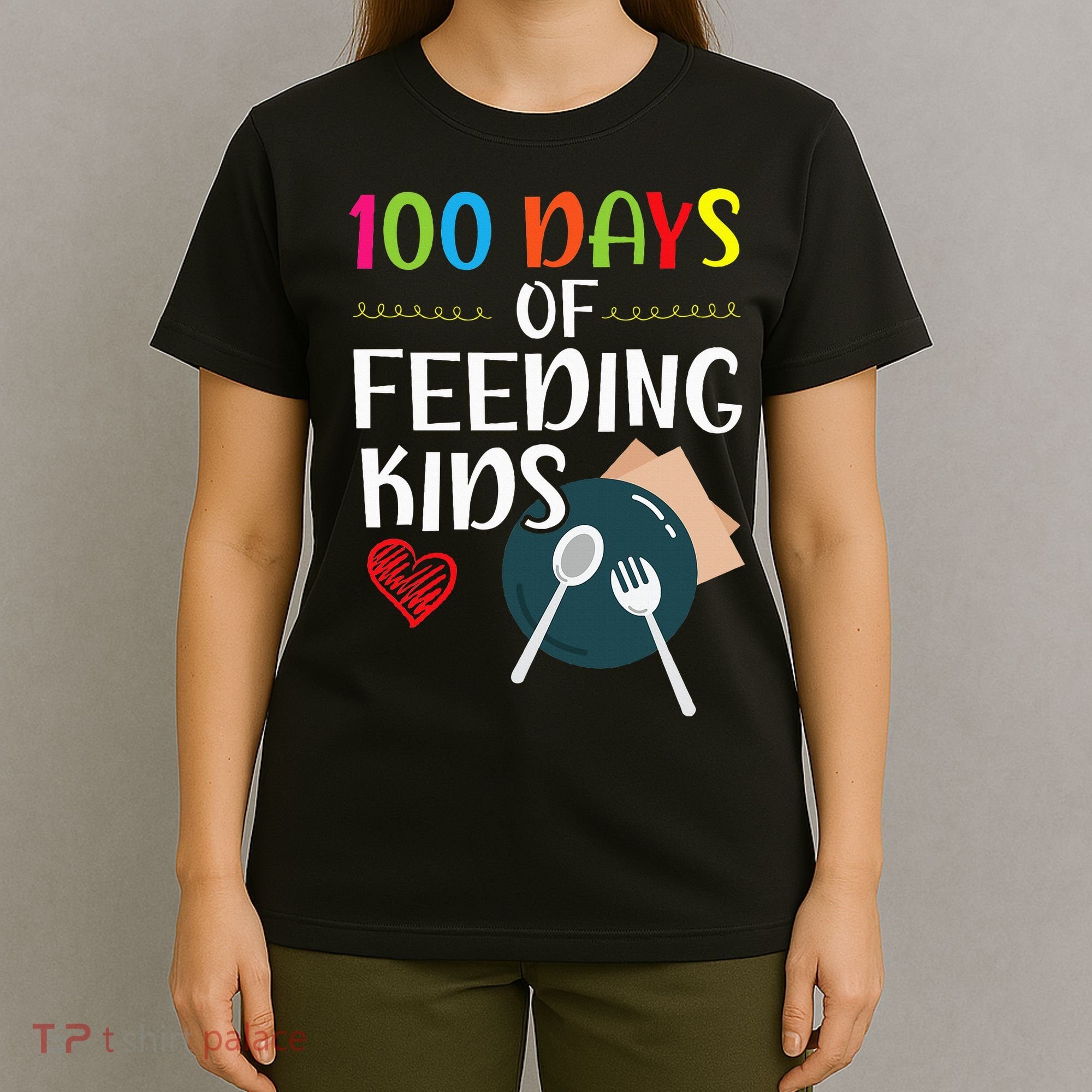 100 Days Of Feeding  Lunch Lady School Canteen T-Shirt