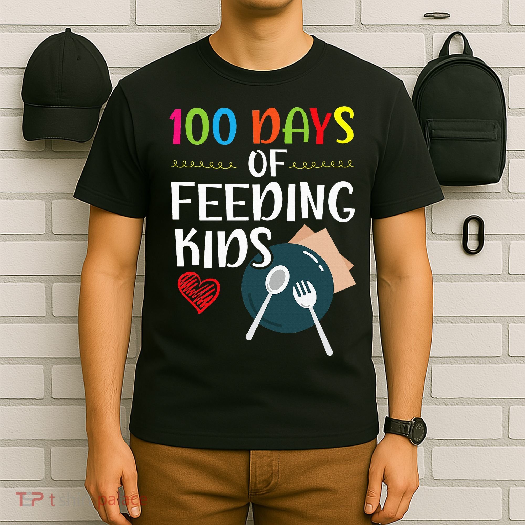 100 Days Of Feeding  Lunch Lady School Canteen T-Shirt