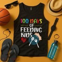100 Days Of Feeding  Lunch Lady School Canteen Tank Top thumb 4