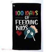 100 Days Of Feeding  Lunch Lady School Canteen Golf Towel thumb 0