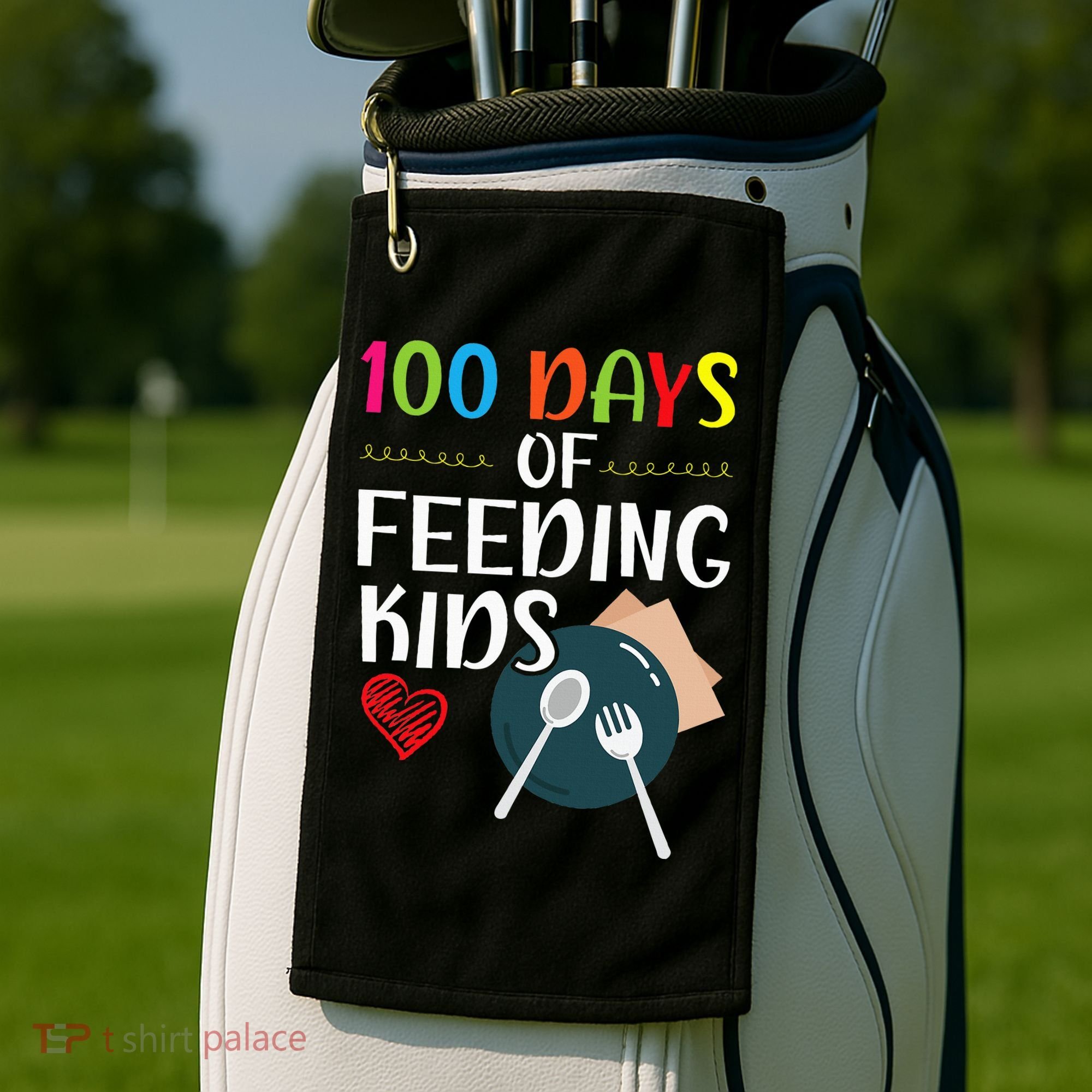 100 Days Of Feeding  Lunch Lady School Canteen Golf Towel