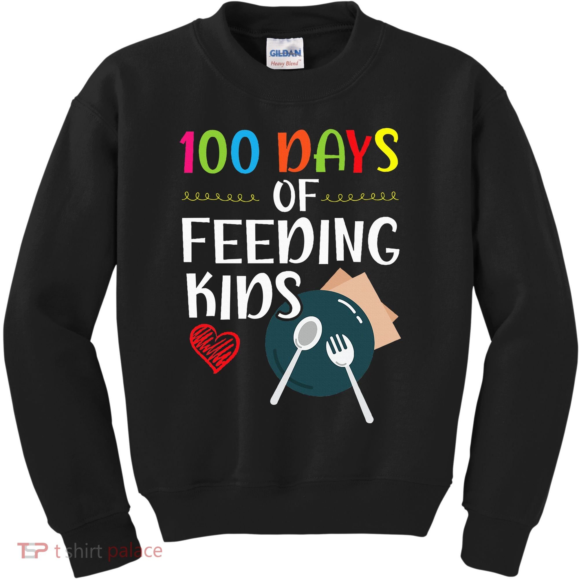 100 Days Of Feeding  Lunch Lady School Canteen Kids Sweatshirt