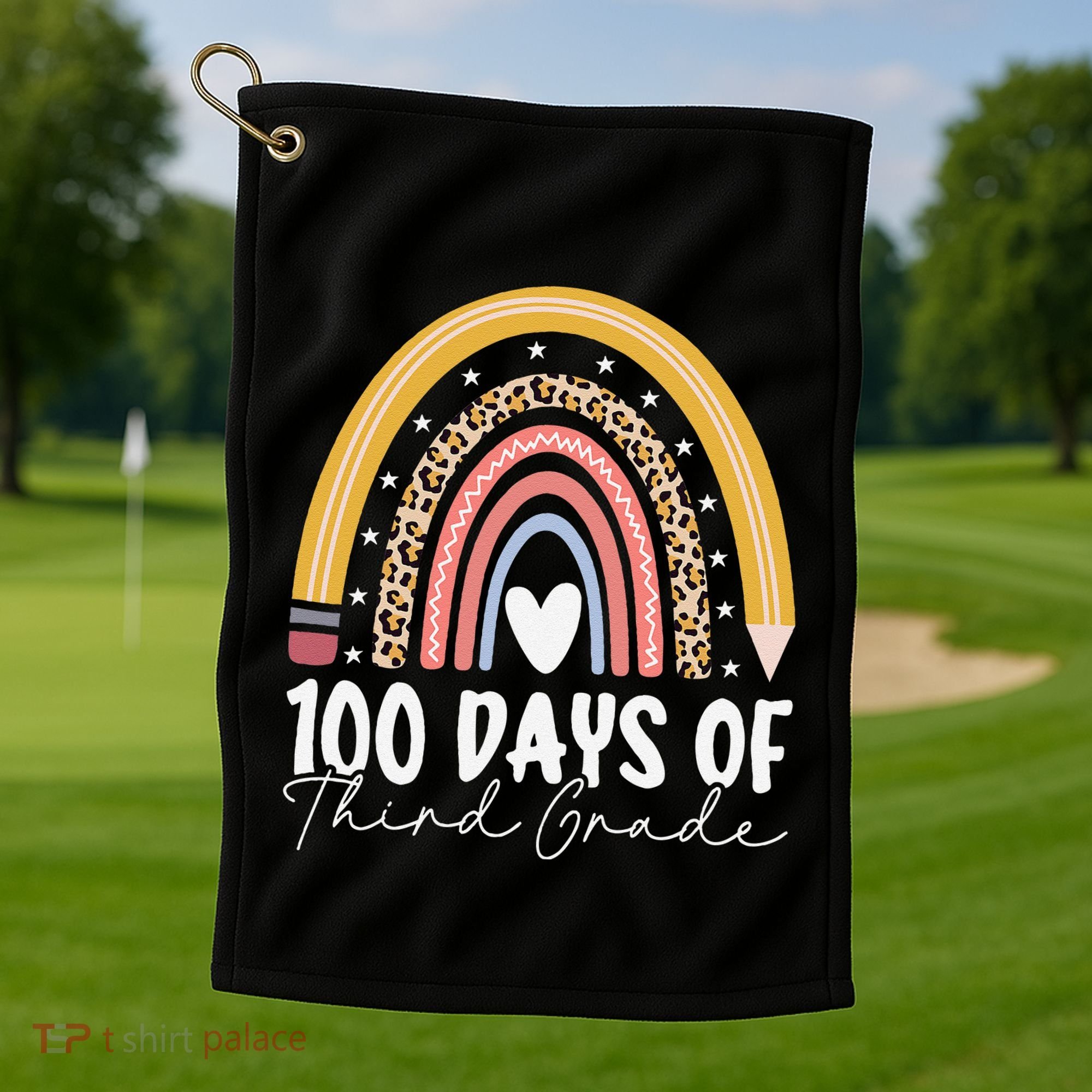 100th Day Of Third Grade 100 Days Of 3rd Grade Cool Rainbow Golf Towel
