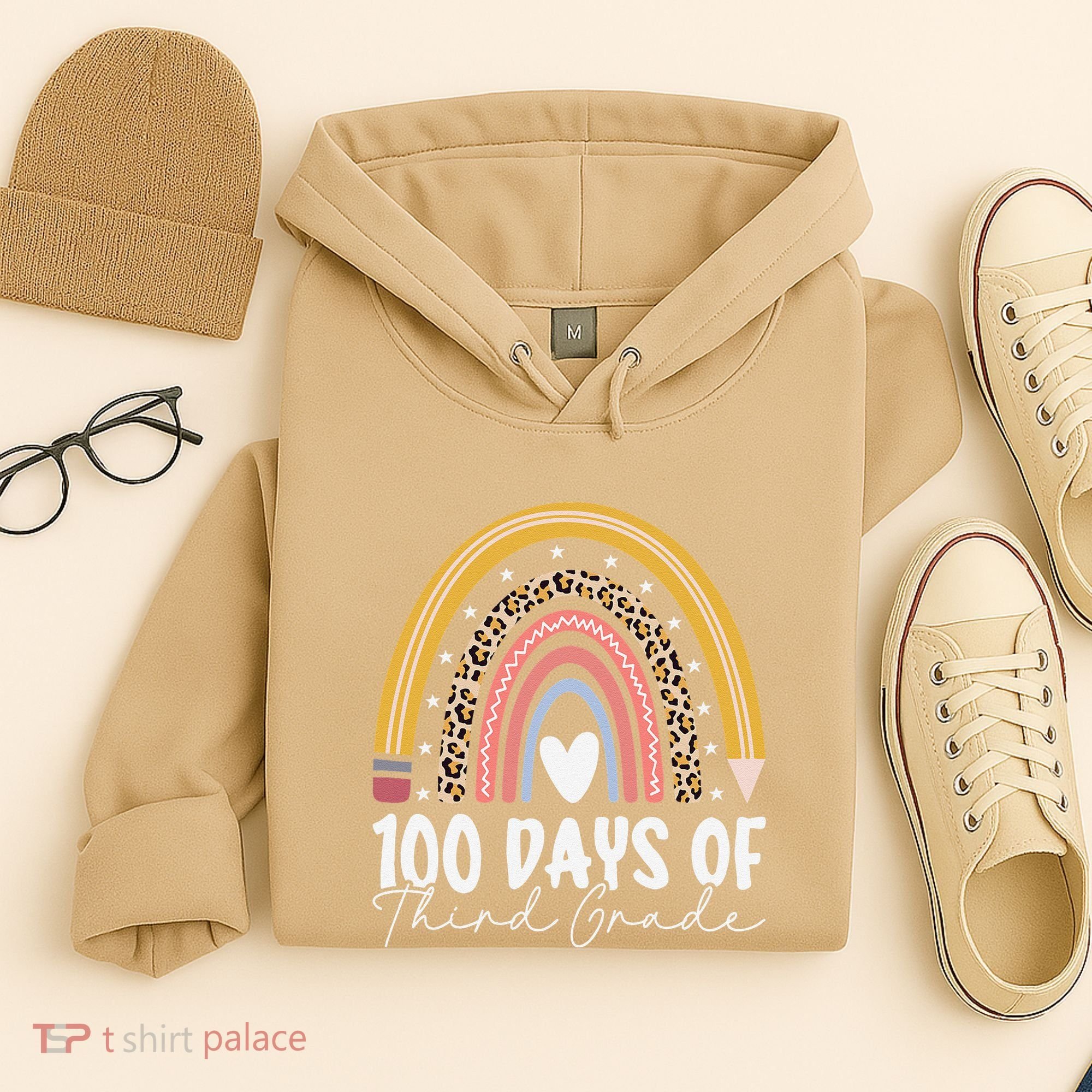 100th Day Of Third Grade 100 Days Of 3rd Grade Cool Rainbow Hoodie