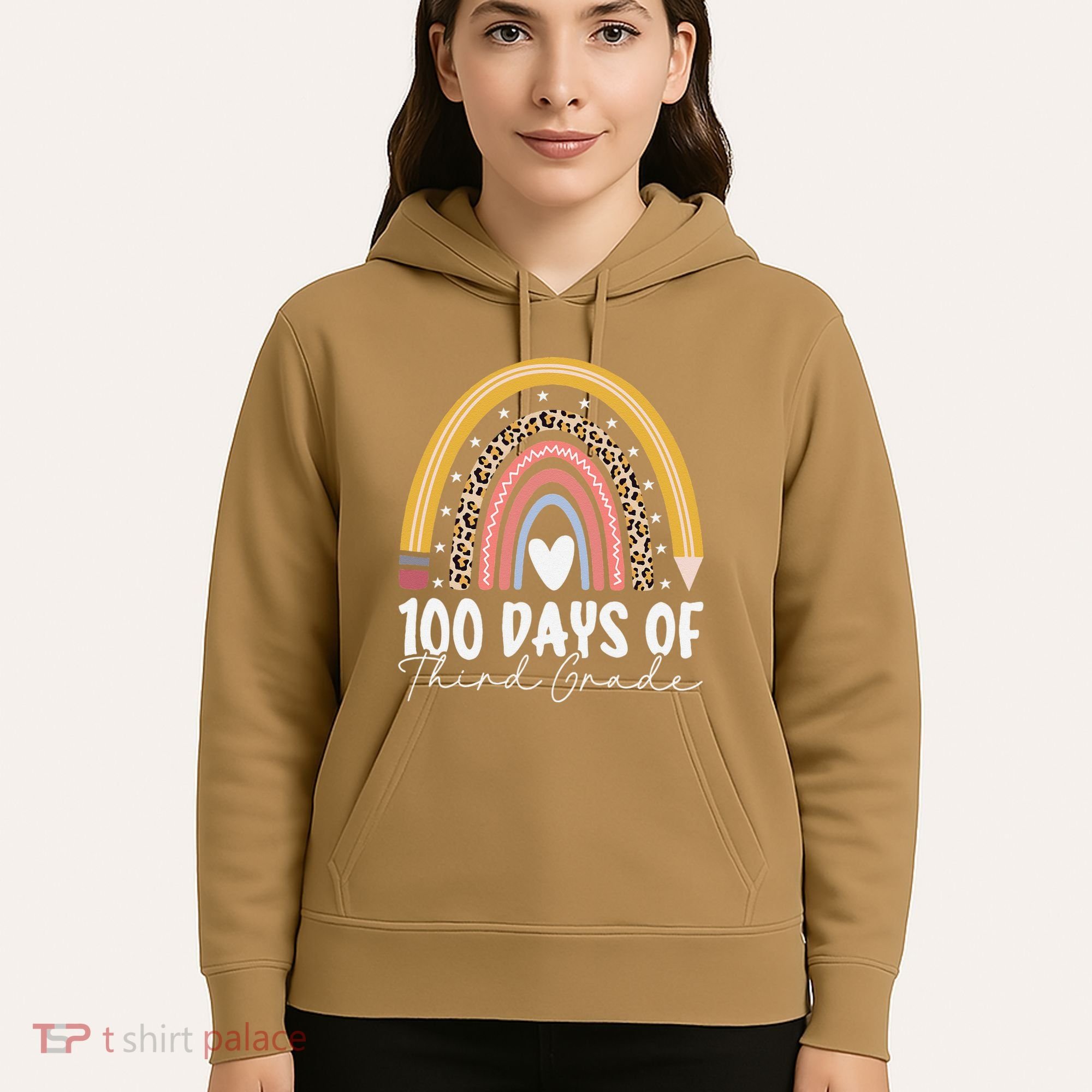 100th Day Of Third Grade 100 Days Of 3rd Grade Cool Rainbow Hoodie