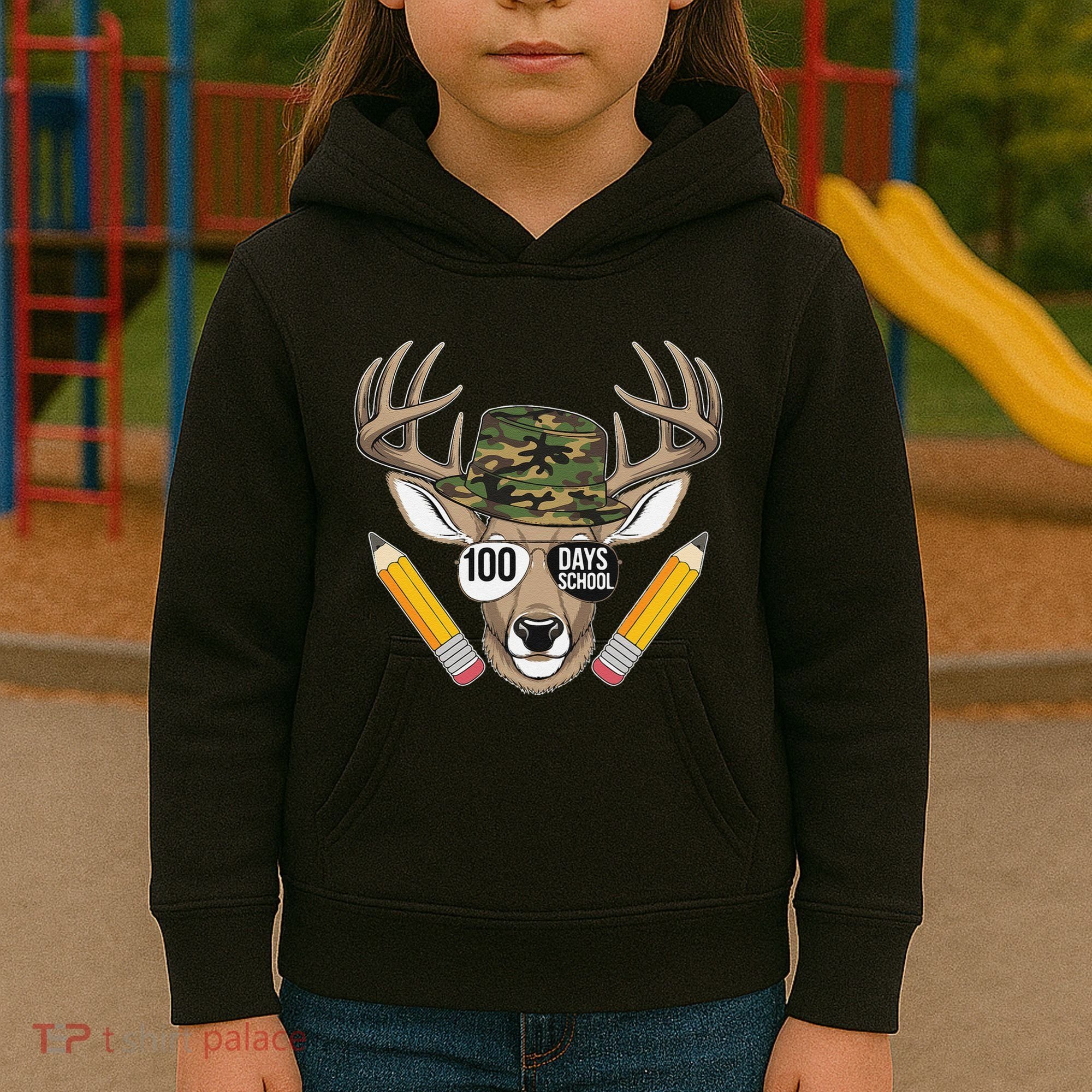 100 Days Of School Deer Hunting Camo For Student Kids Hoodie