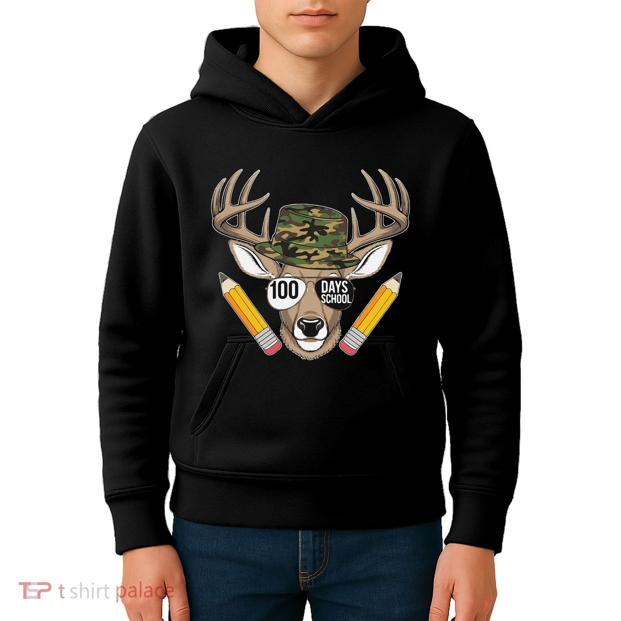 100 Days Of School Deer Hunting Camo For Student Kids Hoodie