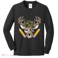 100 Days Of School Deer Hunting Camo For Student Kids Long Sleeve Shirt thumb 0