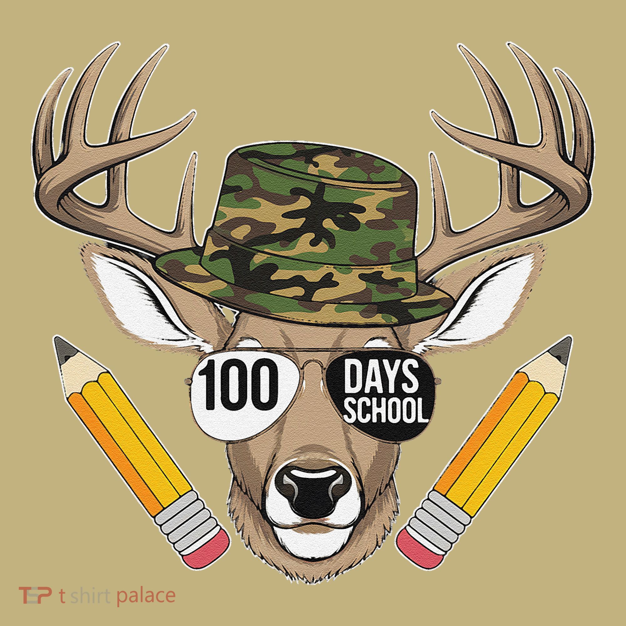 100 Days Of School Deer Hunting Camo For Student Kids T-Shirt