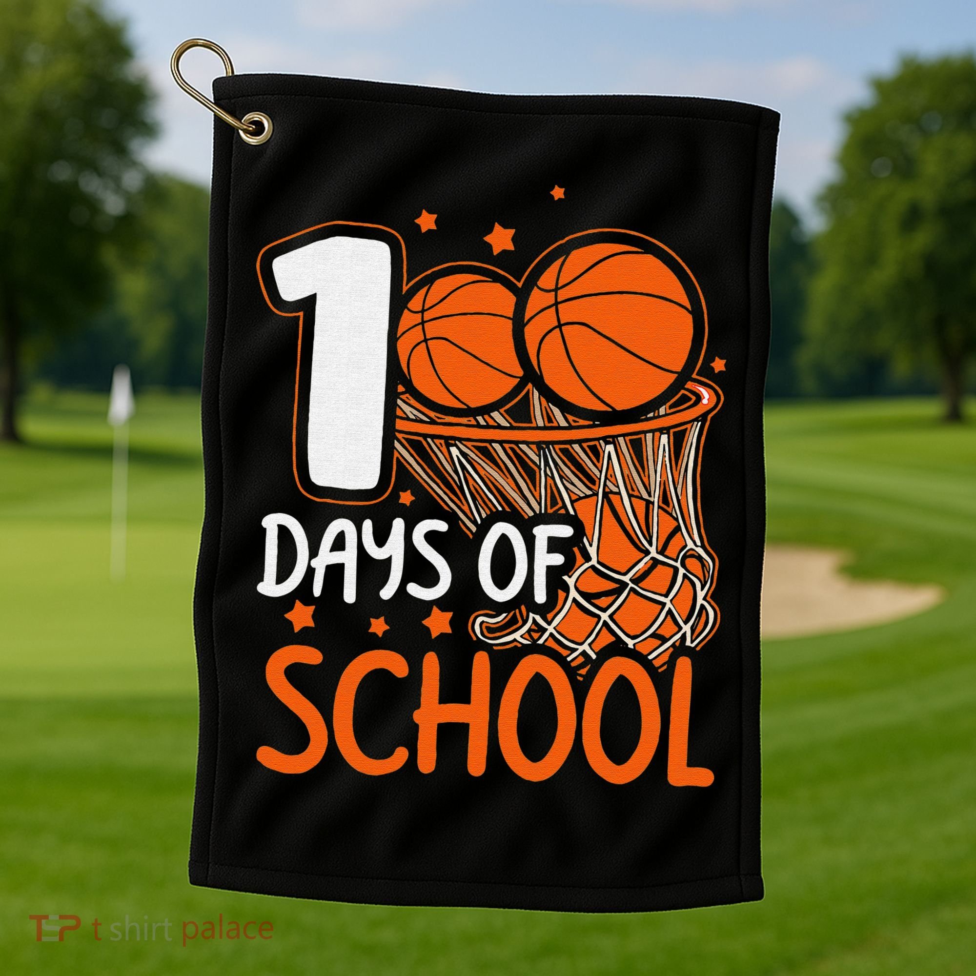 100 Days Of School Basketball 100th Day Balls Golf Towel