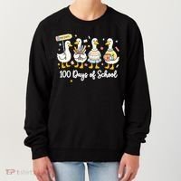 100 Days Of School Ducks Cute Goose Teacher 100th Day Women's Sweatshirt thumb 0