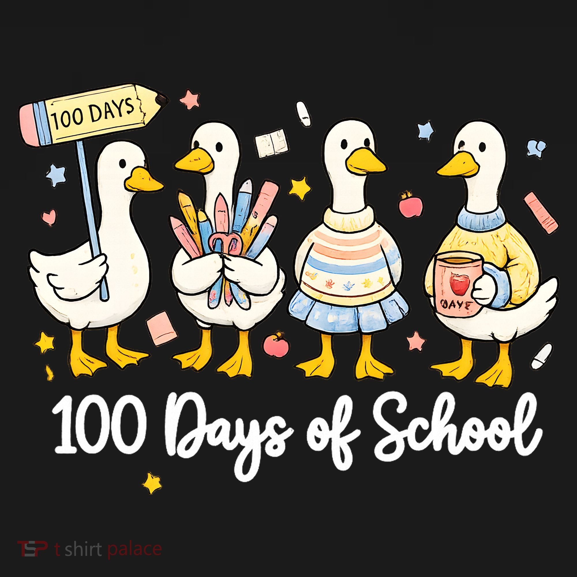 100 Days Of School Ducks Cute Goose Teacher 100th Day Coaster