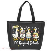 100 Days Of School Ducks Cute Goose Teacher 100th Day Tote Bag thumb 0